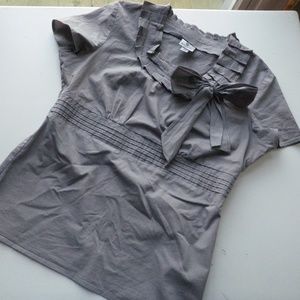 Gray w/ Black Pinstripes Formal Blouse